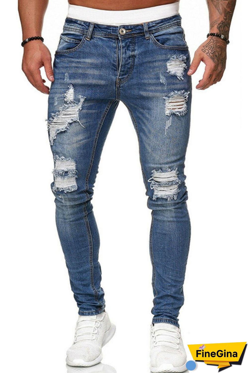 Black Casual Solid Ripped Patchwork Regular Mid Waist Conventional Solid Color Jeans
