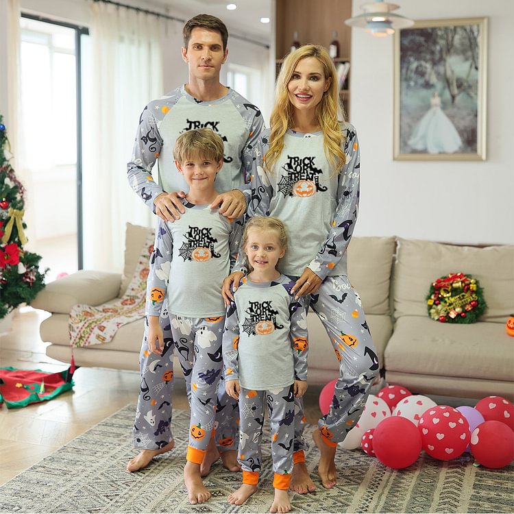 Trick Or Treat Pumpkin Matching Halloween Pajamas | Best Halloween PJs For Adults And Kids
