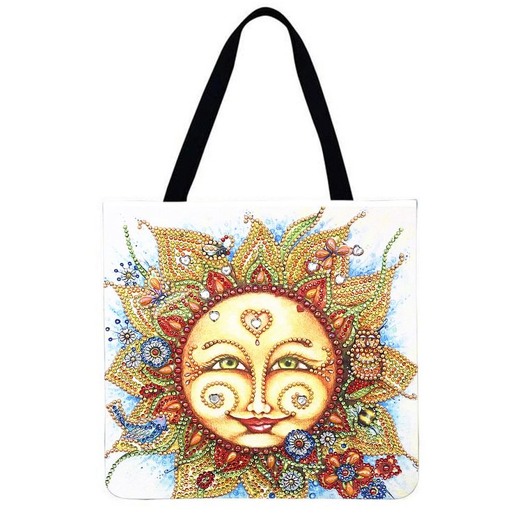 Sun Face Linen Tote Bag