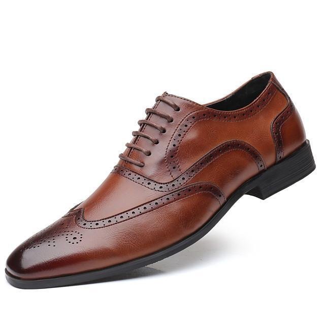 Men's Business / Baroque Wedding Party & Evening Oxfords Walking Shoes Leather Height-increasing Light Brown / Black / Yellow