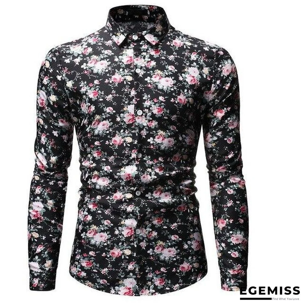 AliExpress wish Hong New style Foreign trade Men'S Wear fashion printed Fold-down collar Plus-sized men's long-sleeve shirt | EGEMISS