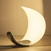 White Half-Moon-Shaped Desk Lamp, Dimmable Metal Desk Lamp