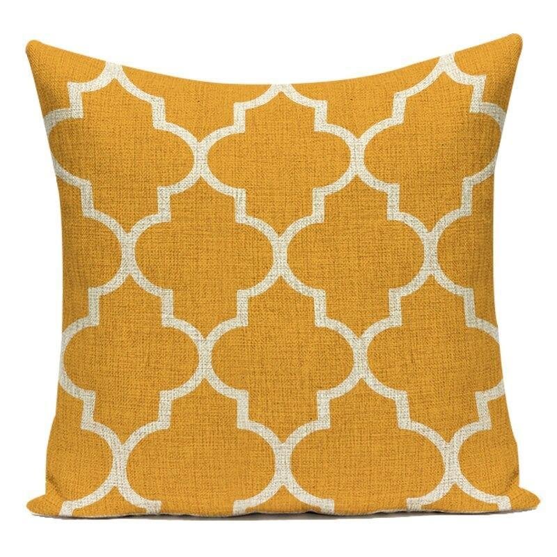 Yellow and Gray Chevron Geometric Cushion Cover