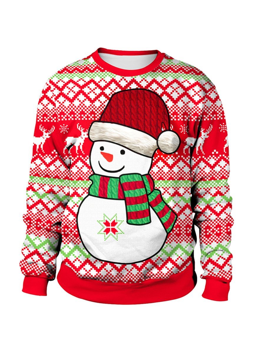 Christmas Snowman Graphic Pullover Sweatshirt