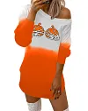 Halloween Pumpkin Skull Print Ombre Sweatshirt Casual Dress