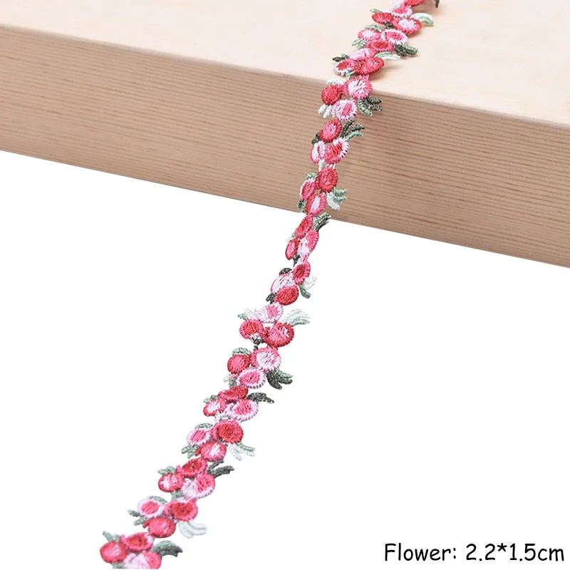 2Yards Flower Embroidered Lace Trim Ribbons Fabric Trim DIY Sewing Handmade Craft Materials Clothes Accessories Home Decoration