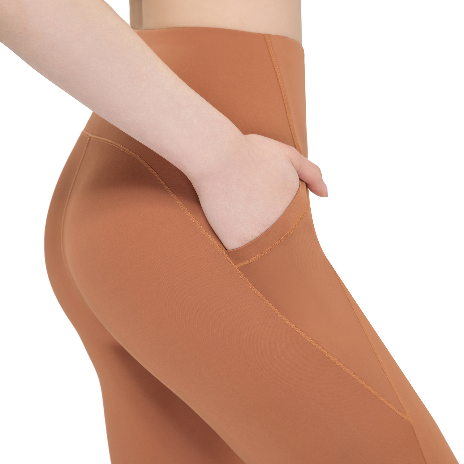 Buy high rise tranceless naked feeling slant pockets sports yoga leggings of high quality on Hergymclothing