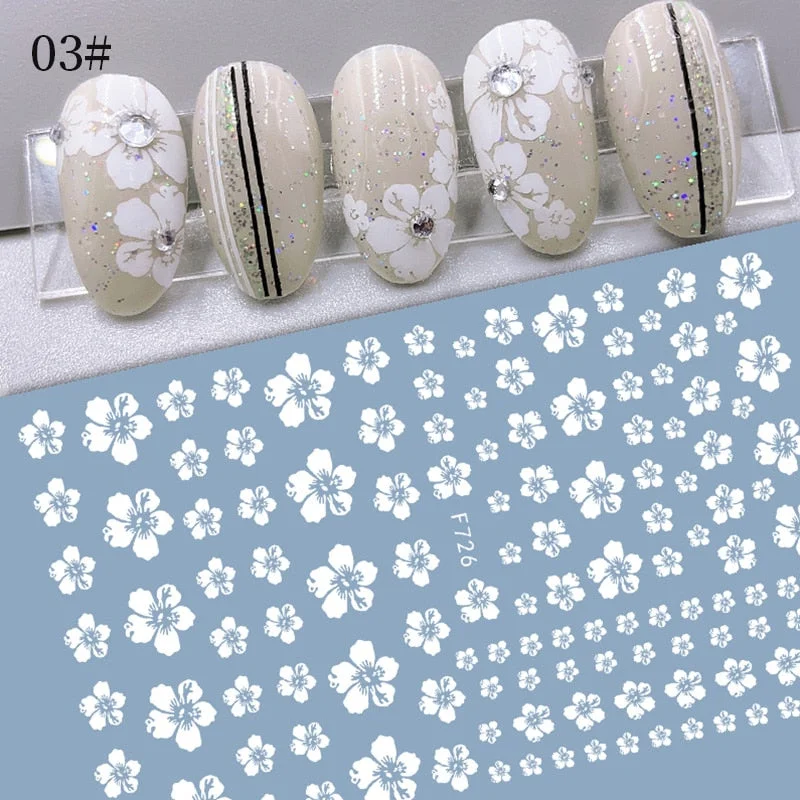 3D Christmas Nail Art Decoration Stickers Sparkly Gold White Colorful Glitter Geometry Snowflake Winter Slider Nail Foils-Nail Inspo