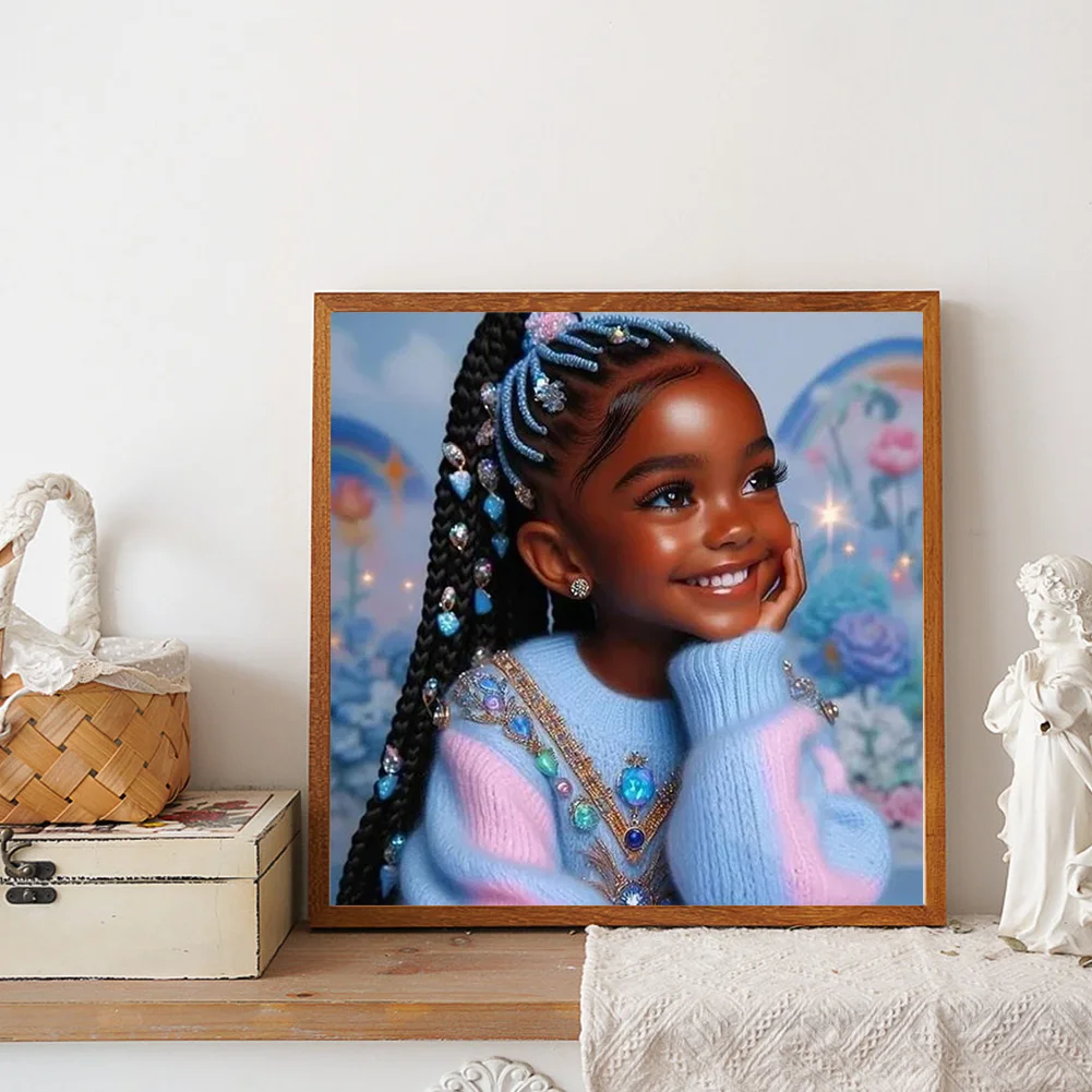 Diamond Painting - Full Round Drill - Black Girl(Canvas|30*30cm)