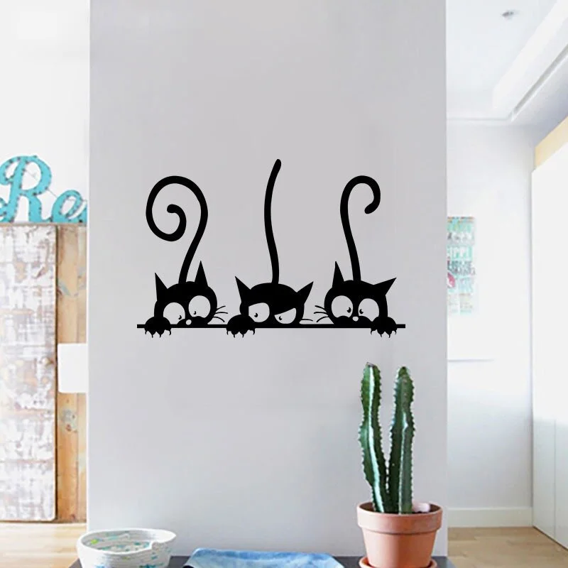 Lovely Three Black Cat DIY Wall Stickers Animal Room Decoration personality Vinyl Wall Decals 30*20CM