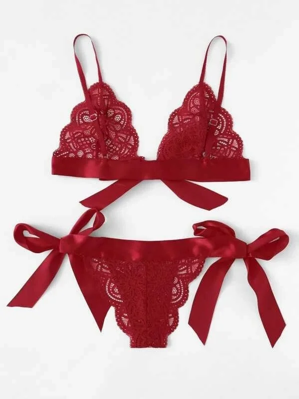 Uveng New Sex Underwear Sexy Women's Three-Point Big Bow