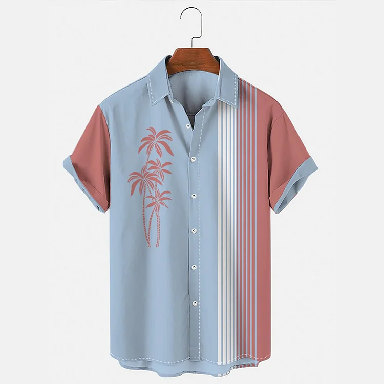 BrosWear Striped Colorblock Short Sleeve Shirt