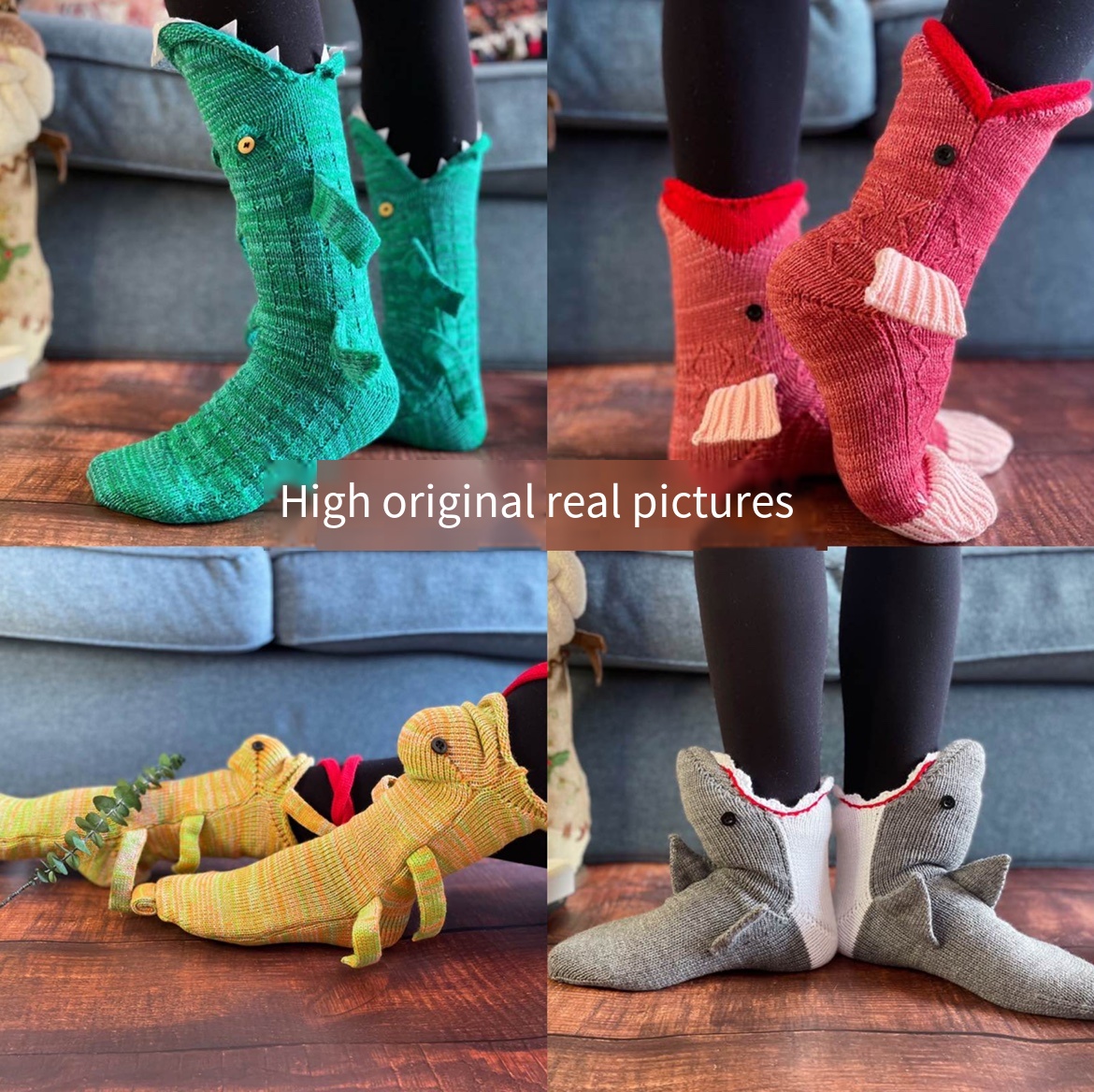 Funky Crocodile & Shark Socks - Warm,  Thick Christmas/Halloween Gift for Men & Women