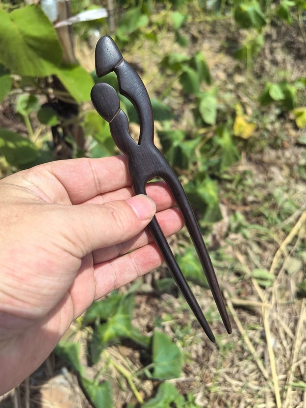 U-shaped Double Hairpin Handmade Sandalwood Hairpin Plate Headdress Simple Modern Wood Hairpin Chinese Clothing Antique Accessories Hairpin