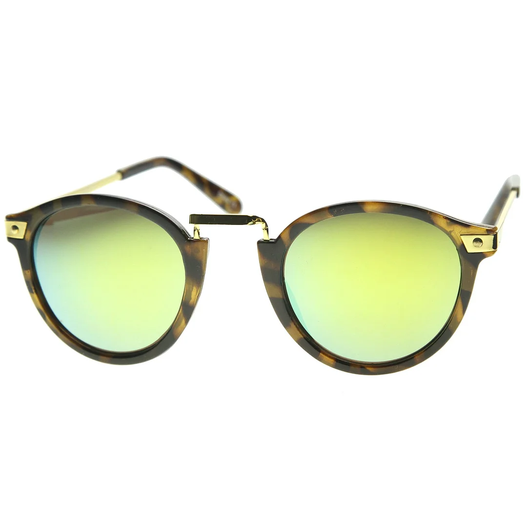 Retro Horn Rimmed Metal Nose Bridge P3 Round glasses 50mm