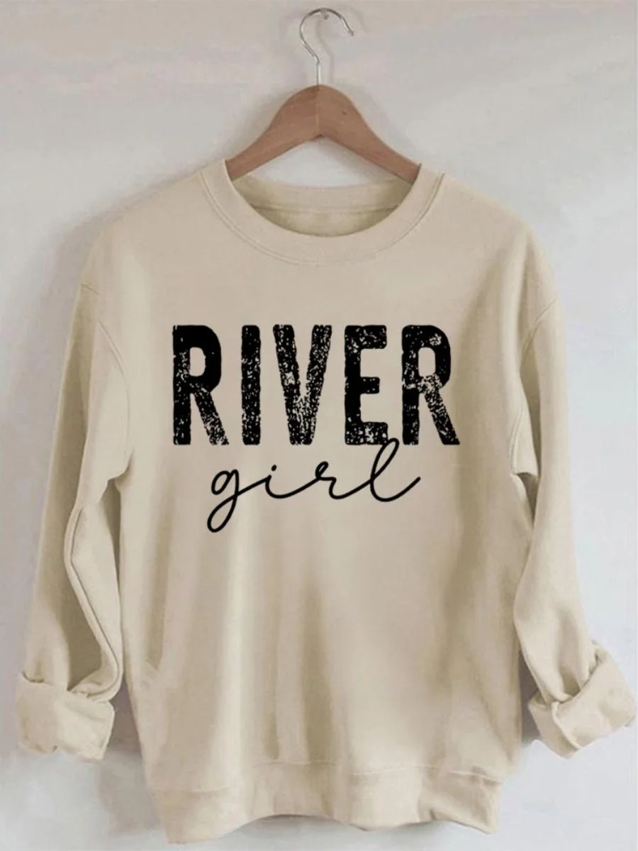 River Girl Printed Long Sleeves Sweatshirt