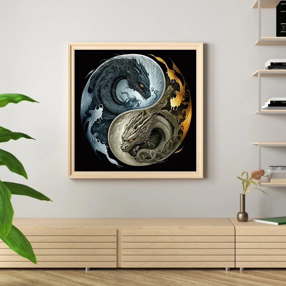 Diamond Painting - Full Round Drill - Yin Yang Dragon(30*30cm)
