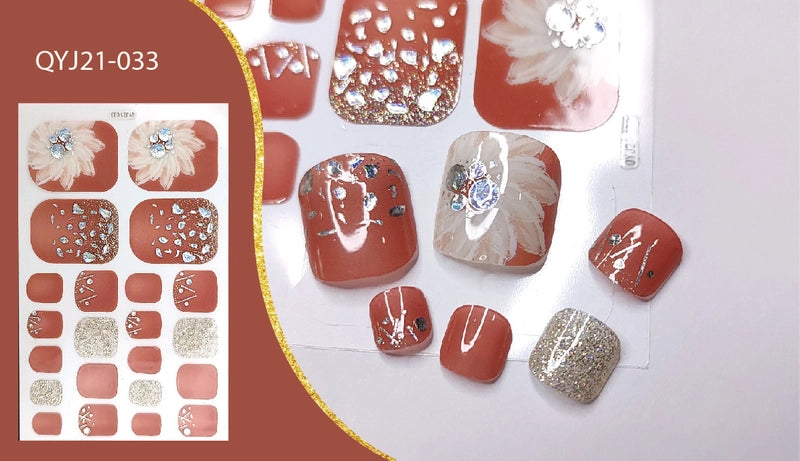 Explosions Foot Nail Stickers Summer Toenail Stickers Bronzing Imitation Diamond Nail Stickers Waterproof Foot Stickers