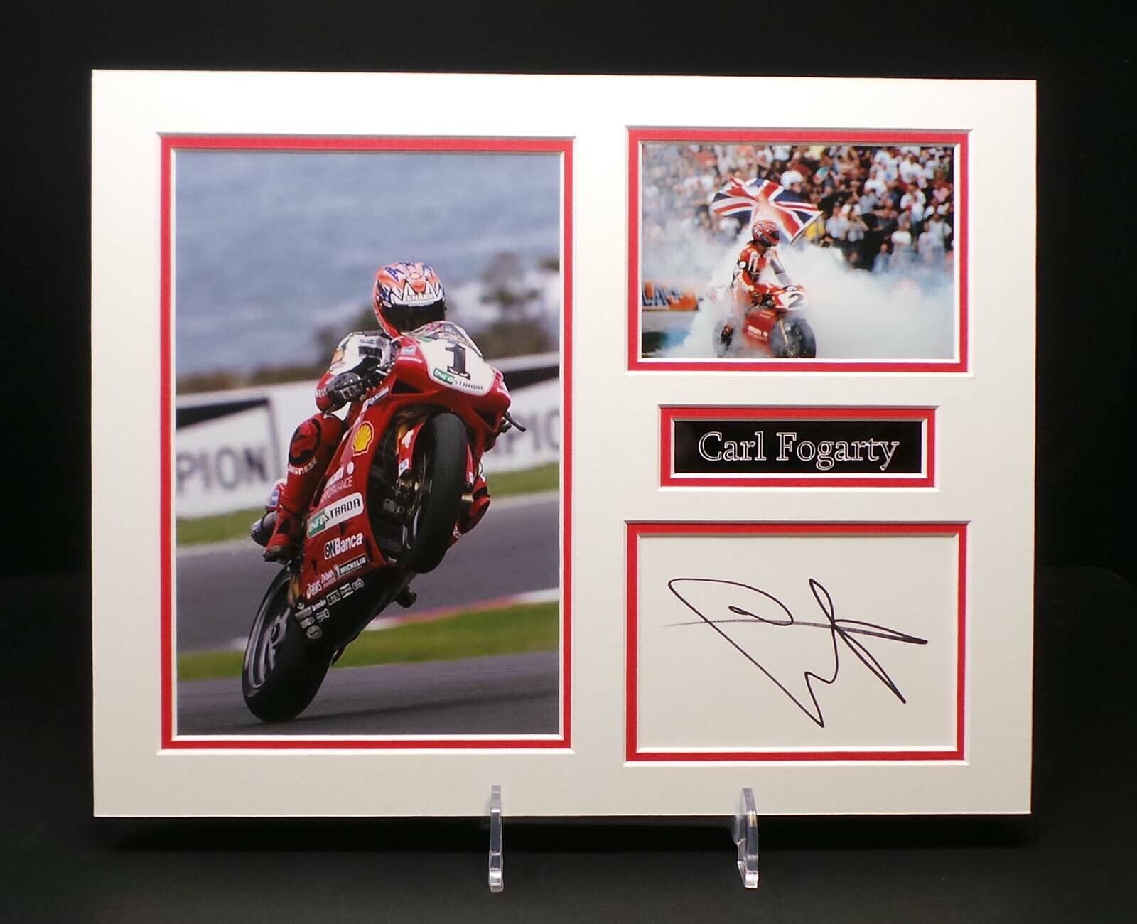 Carl FOGARTY Signed Mounted Photo Poster painting Display AFTAL RD COA Ducati Motorbike Legend