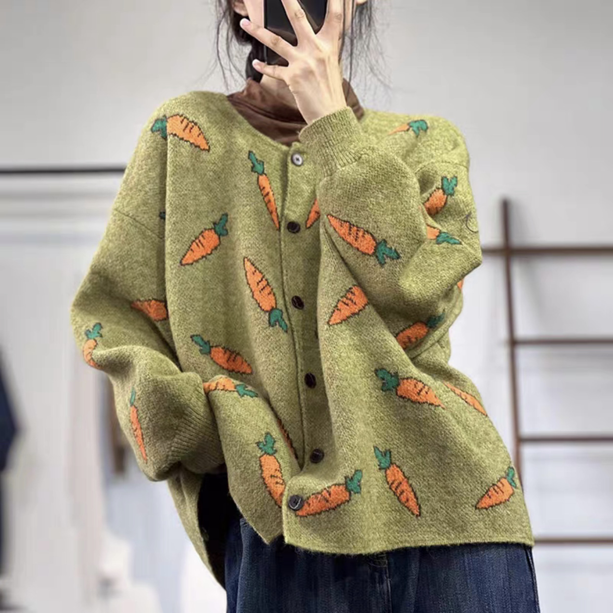 Chicfifth Sweater Women Winter Long Sleeve High Quality Autumn Vintage Top Knitted Cardigan