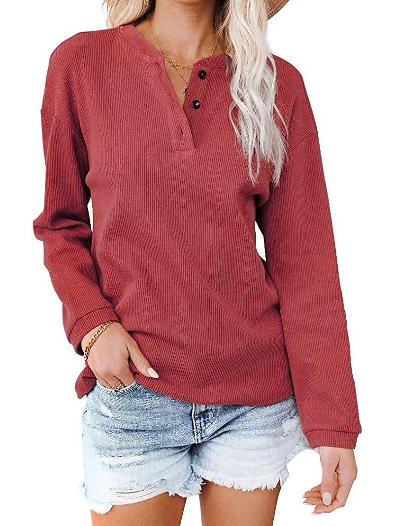 Women Long Sleeve V-neck Top