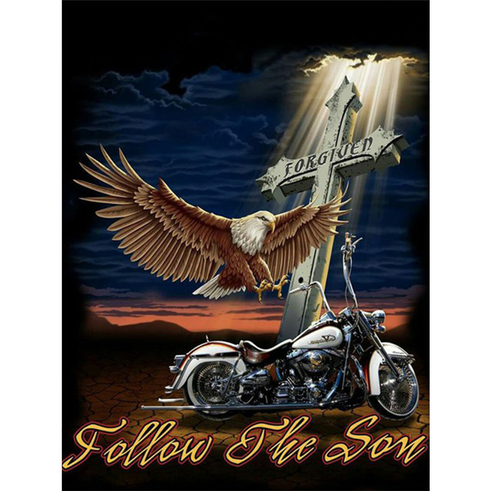 Eagle Motorcycle 30*40CM(Canvas) Full Round Drill Diamond Painting gbfke