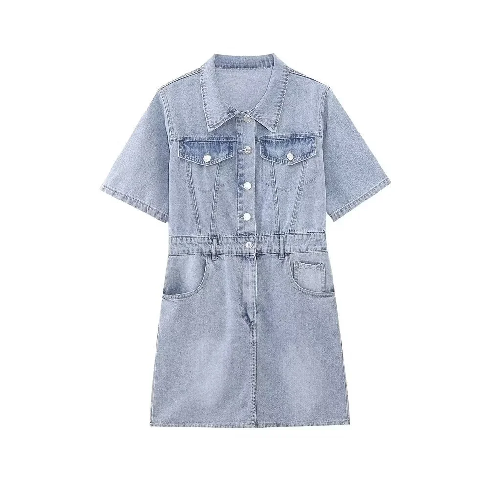Women's INS Style Casual Workwear Short Denim Dress
