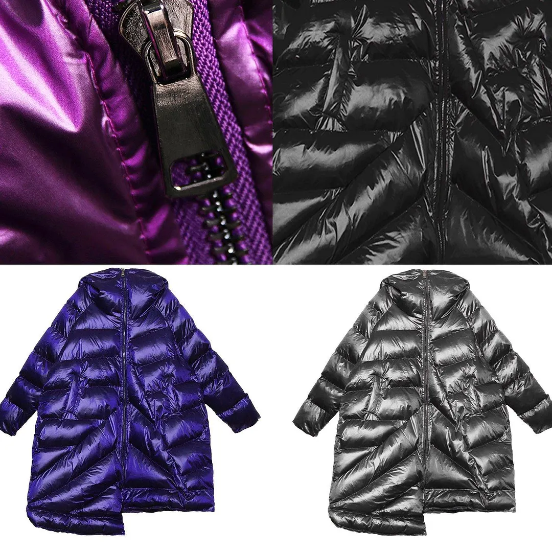 Elegant plus size clothing winter coats blue hooded zippered women parka