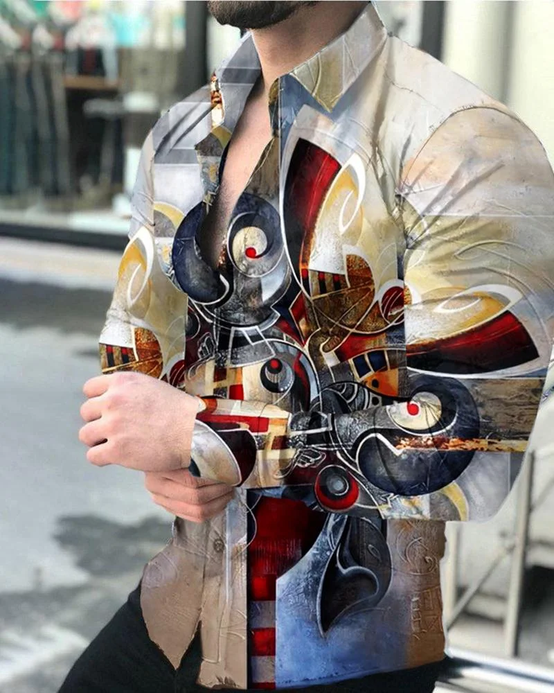 Men's Casual Printed Long-Sleeved Shirt29