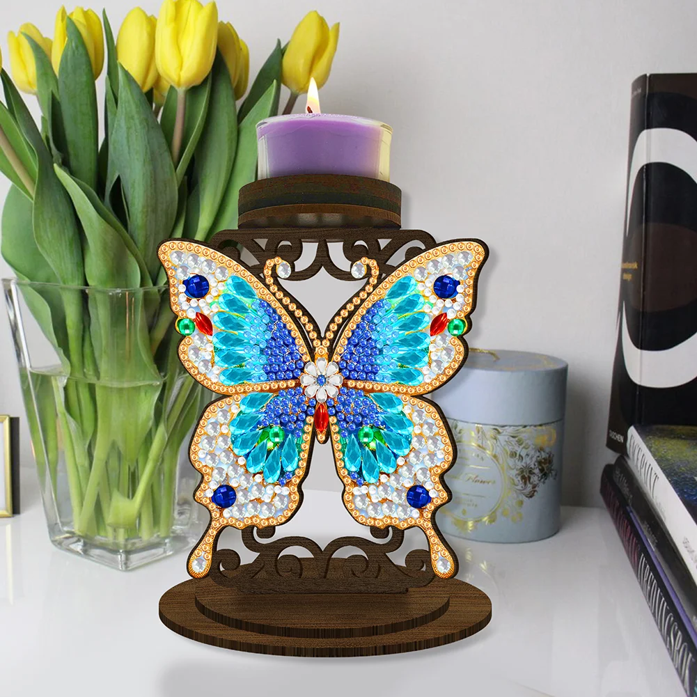 5D DIY Butterfly Desktop Diamond Painting Art Candle Holder Home Decor 