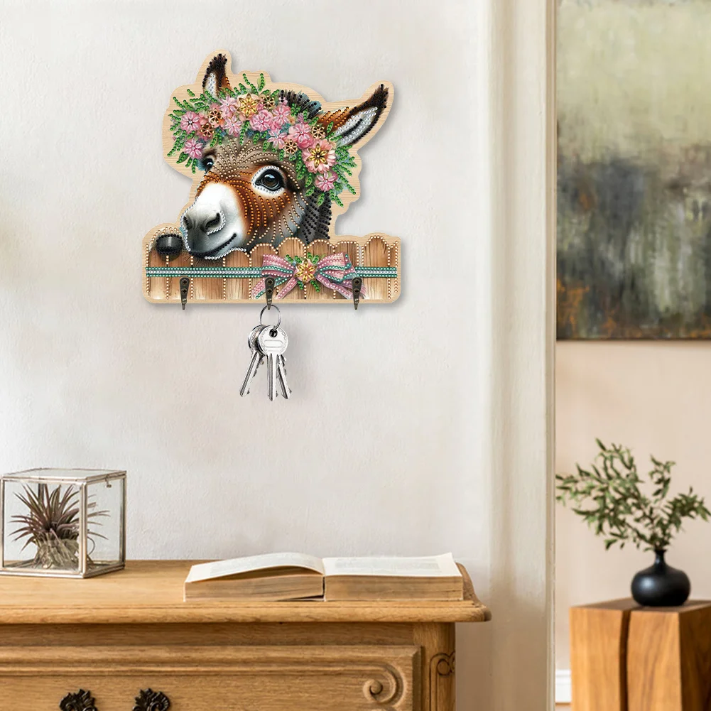 DIY Donkey 3 Hooks Diamond Painting Pet Hook Rail Diamond Art Hanging Hooks