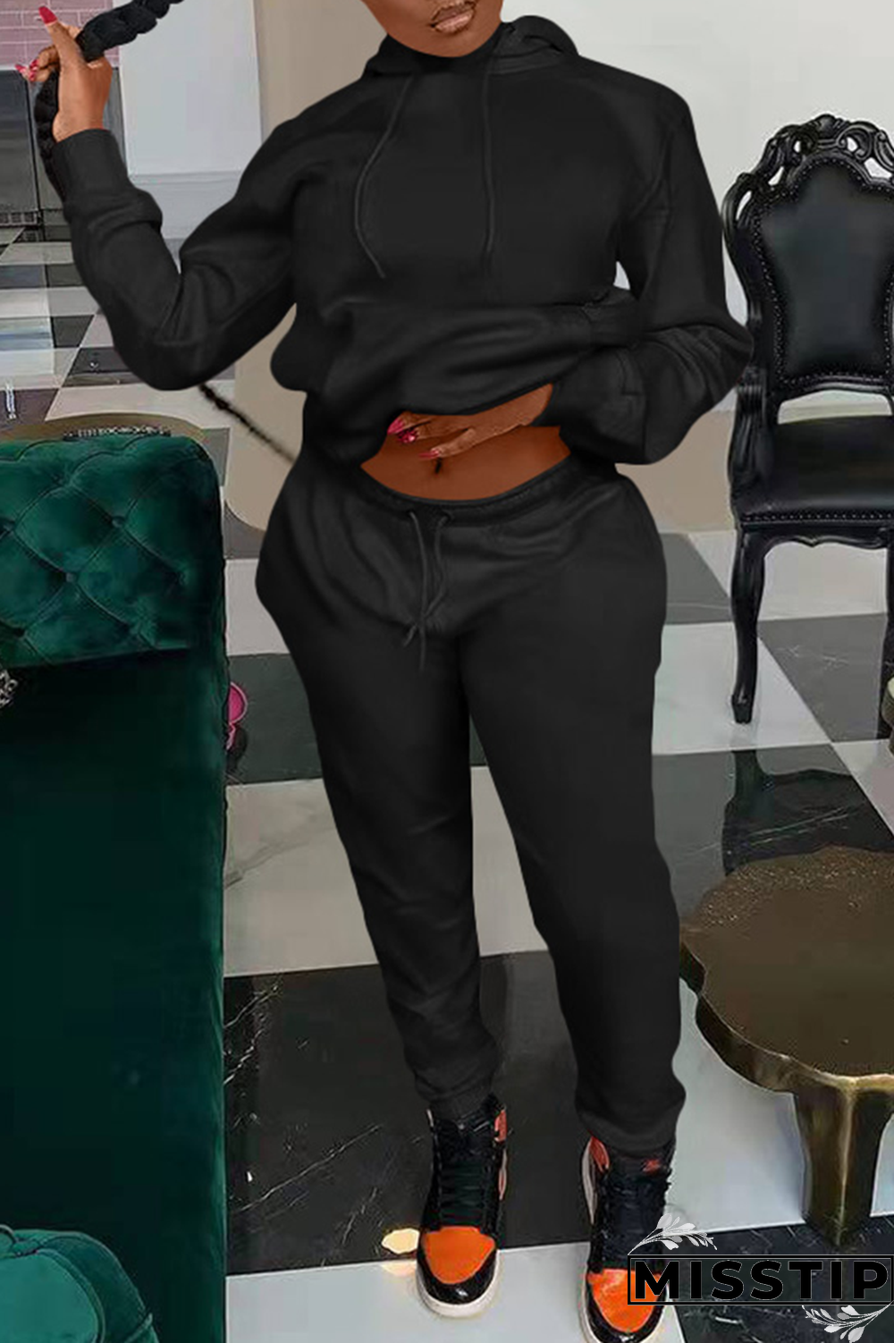 Red Casual Solid Patchwork Hooded Collar Long Sleeve Two Pieces