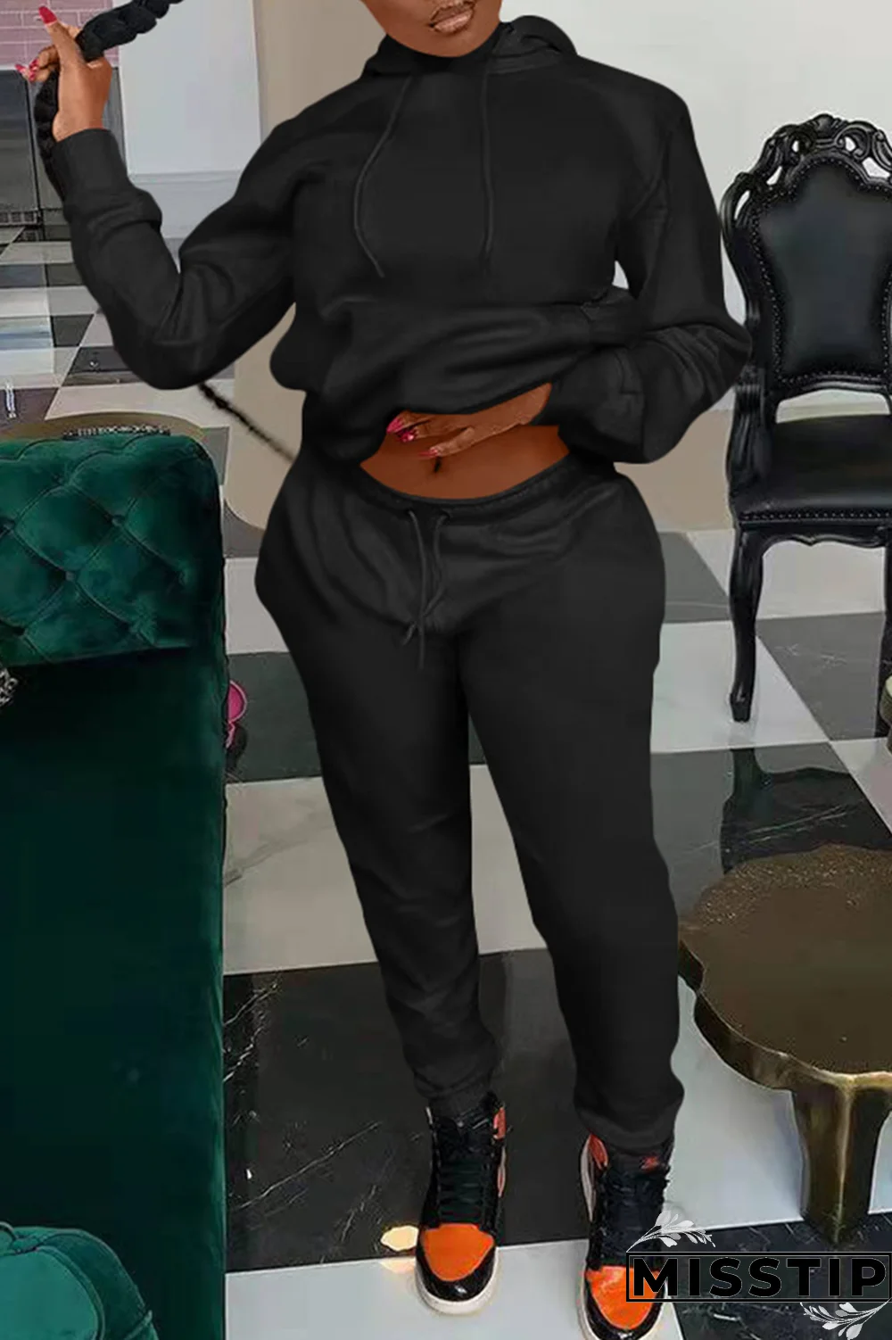 Red Casual Solid Patchwork Hooded Collar Long Sleeve Two Pieces