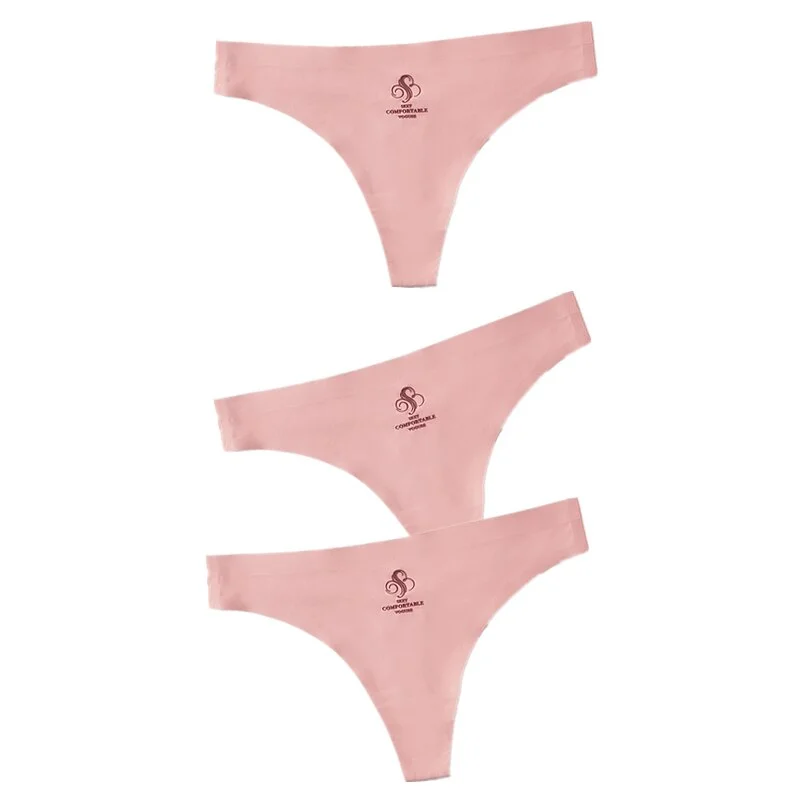 3pcs Women Thongs & G Strings Sexy Low-Rise Seamless Panties Ultra Thin Solid Thong Woman Invisible Plus Size Underwear Lingerie