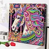 Mandala color&eacute; en forme de cheval licorne sp&eacute;ciale en forme de 5D bricolage, diamants partiels dots, kits d&rsquo;art en pierres pr&eacute;cieuses avec cadre, pein