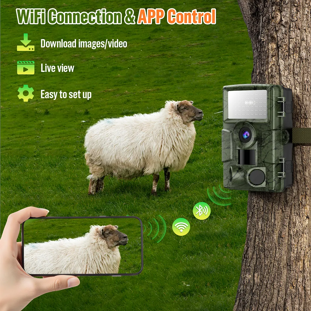 BEBANG 4K WIFI Trail Camera, 60MP 1296P Hunting Camera, 64GB TF Card, 120&deg;Wide-Angle for Deer Scouting or Home Security