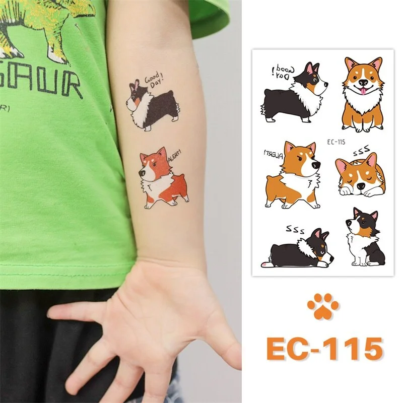 24 kinds Cute Cartoon Tattoo Stickers For Children faux tatouage temporaire Disposable Cat Dog Pets Temporary Waterproof