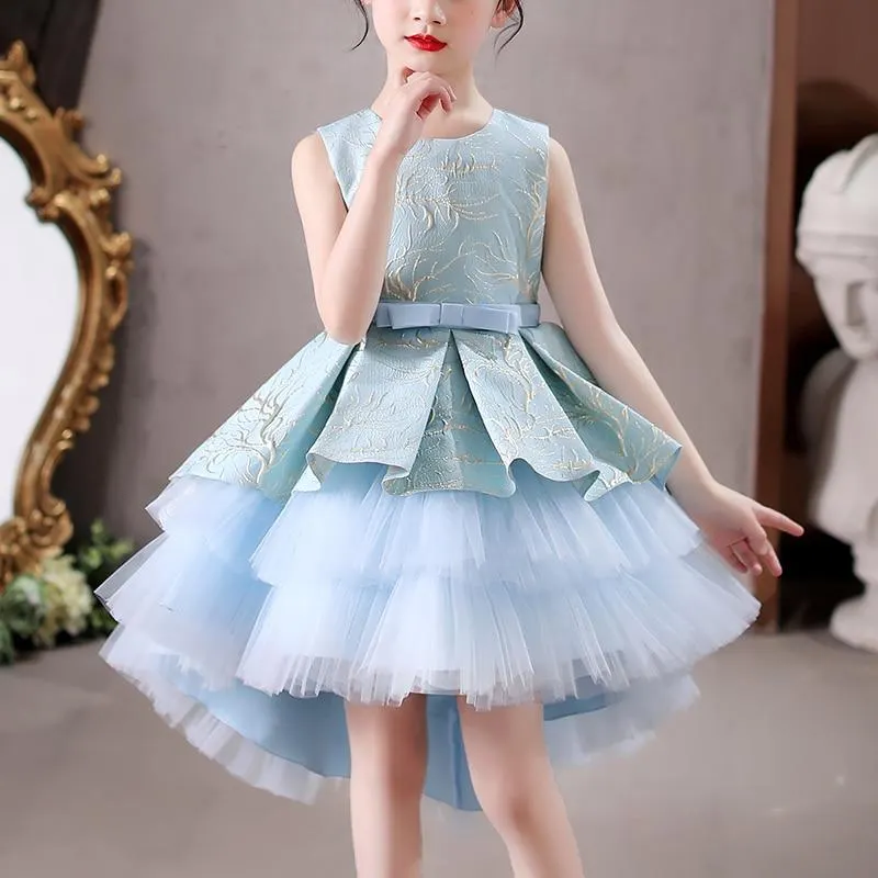 Kids Dress Girls Sequined Cake Skirt Wedding Party Tailing Elegant Princess Sleeveless Children Tutu Dresses