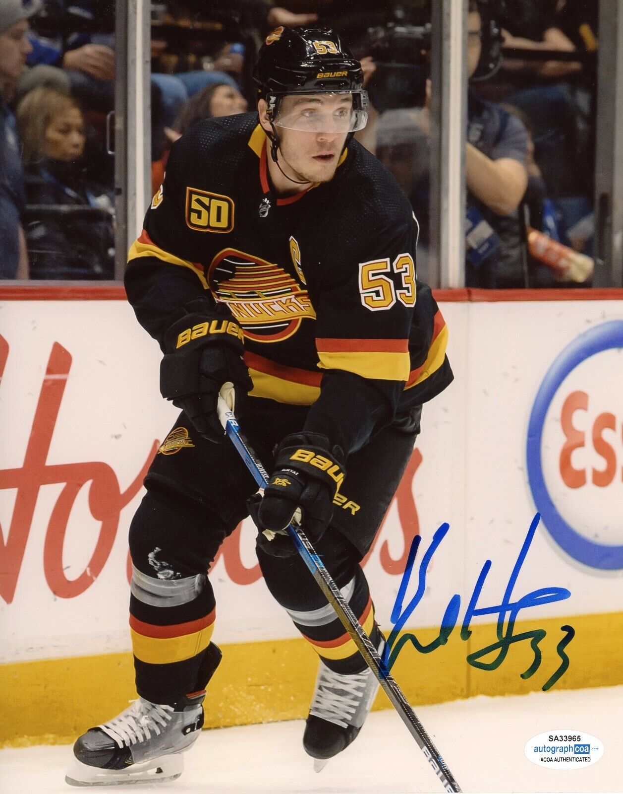 Vancouver Canucks Bo Horvat Signed Autographed 8x10 NHL Photo Poster painting ACOA #C12