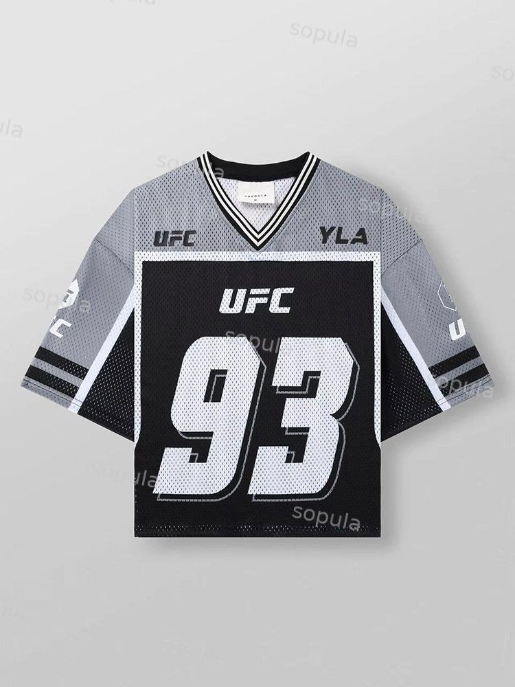 Vintage Ufc 93 Graphics Blokecore Football Jersey T-shirt - SOPULA
