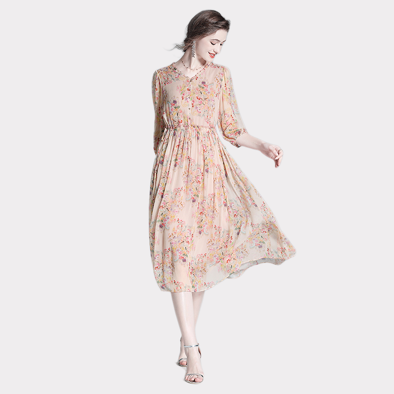 printed-silk-dress-mid-sleeves