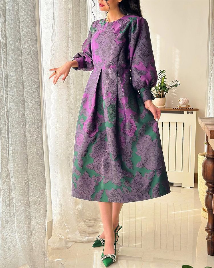Women's Round Neck Print Dress