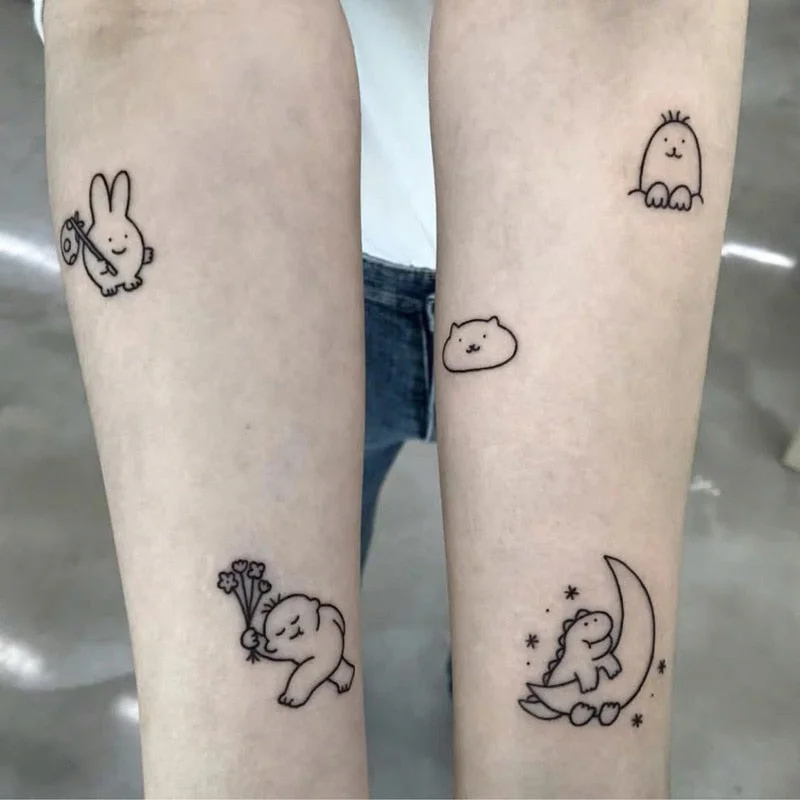 Japanese Cartoon Tattoo Stickers Female Anime Waterproof Cute Sexy Fashion Art Fake Tattoos Lasting Flower Arm Temporary Tattoos