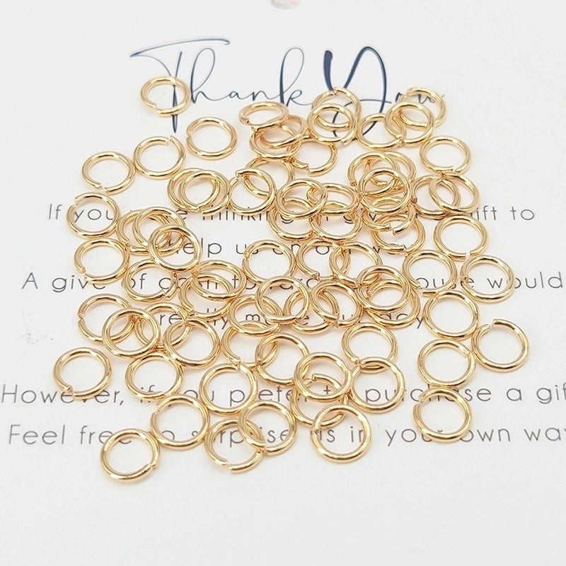 100 PCS/Package Diameter 4mm-8mm 304 Stainless Steel Gold Plated Round Open Jump Rings
