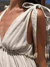 V-Neck Sleeveless Striped Empire V-Back Maxi Dress