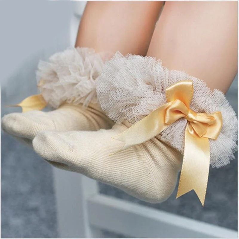 2018 Brand New Newborn Baby Girls Kids Princess Bowknot Sock Lace Ruffle Frilly Ankle Socks Flower Solid Girls Socks Gifts 0-6T