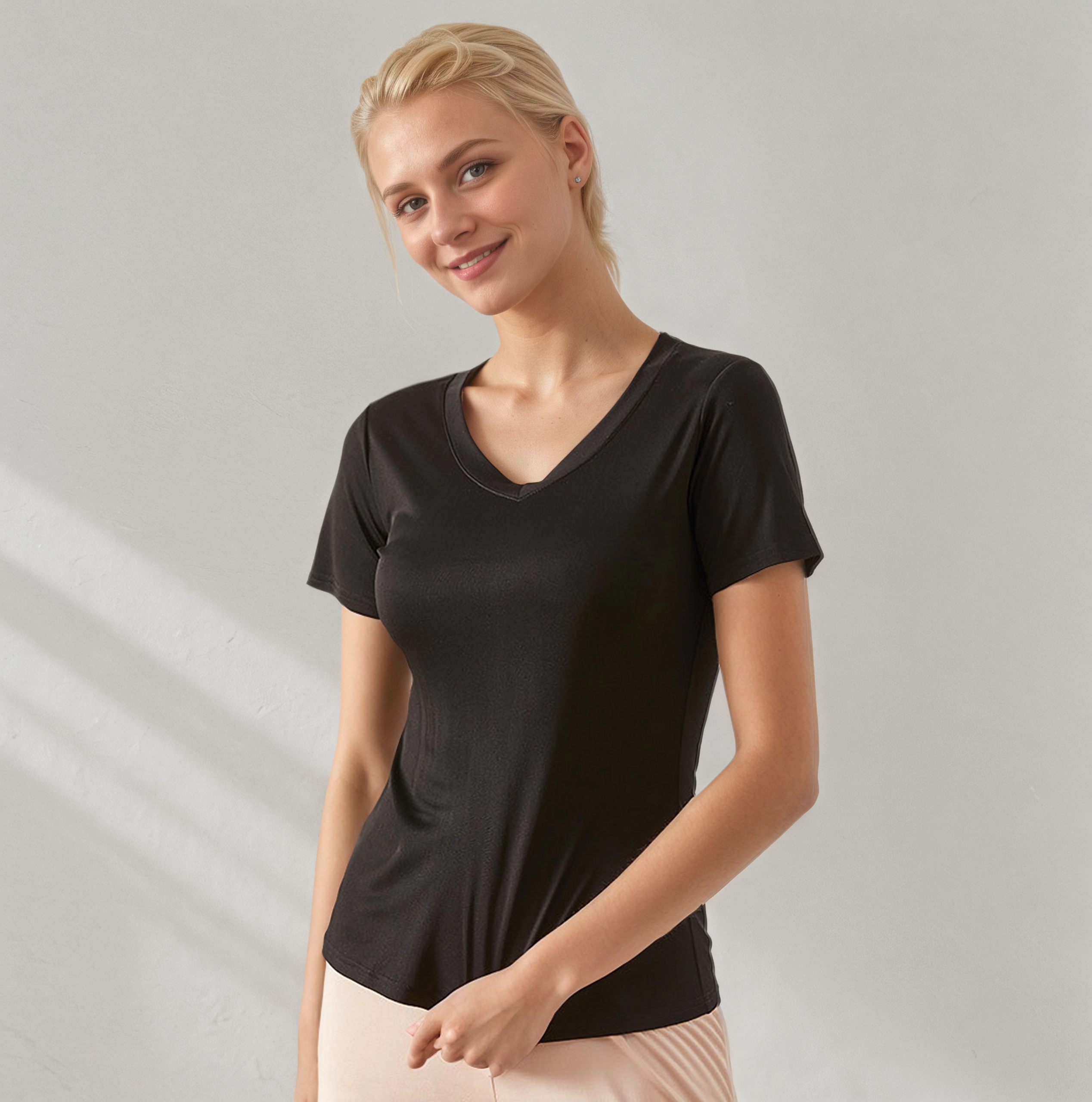 Silk T-Shirt Women's Knitted Short-Sleeved Style REAL SILK LIFE