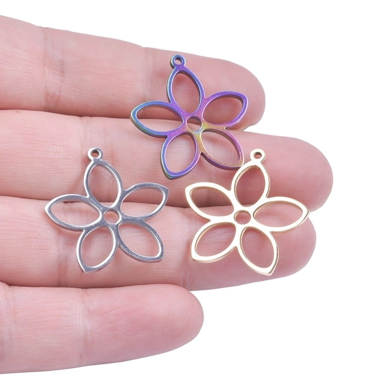 304 Stainless Steel Minimalist Plating Flower Pendant Necklace