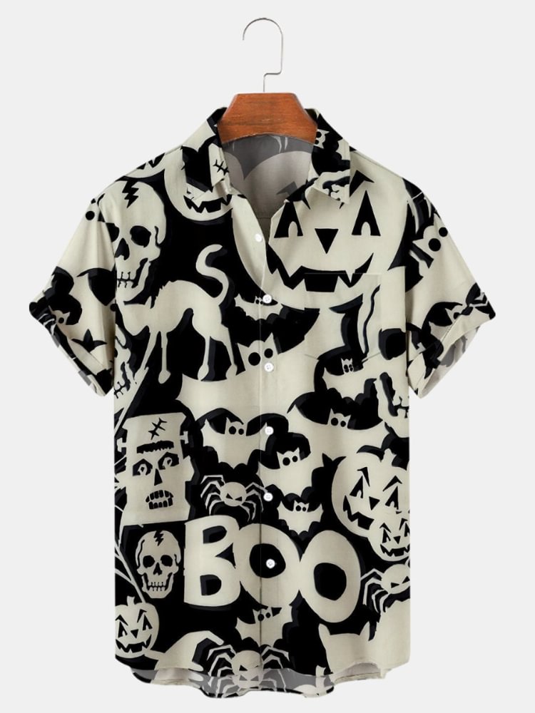 Simple Halloween Irregular Printed Casual Shirt