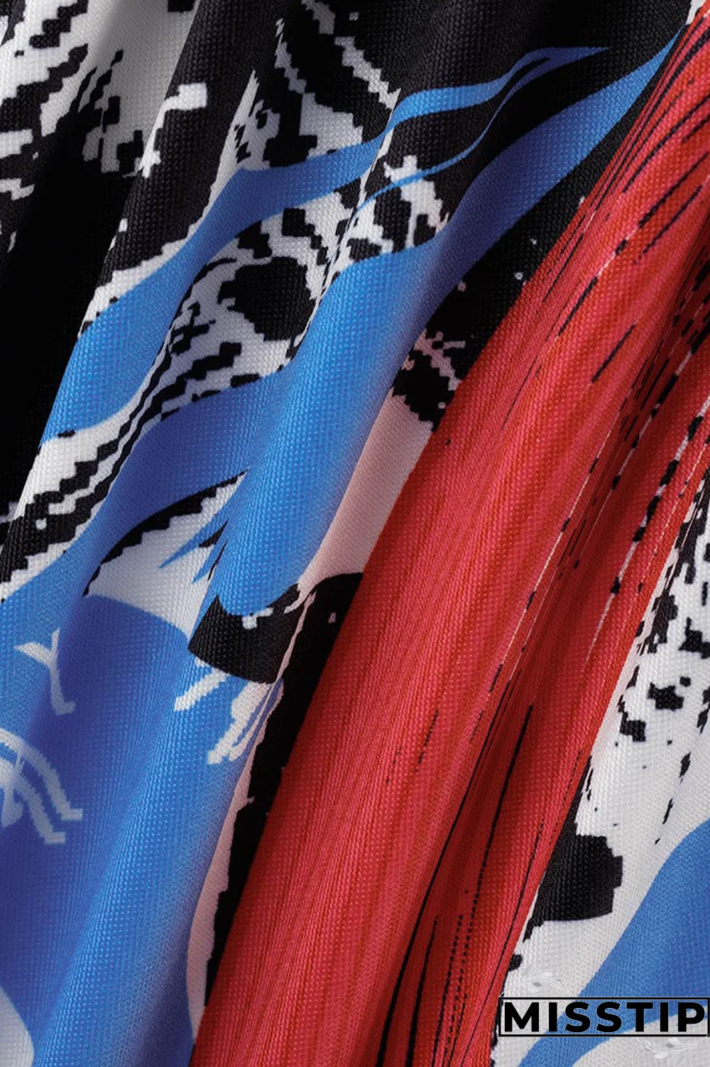 Black White Fashion Print Draw String O Neck Plus Size Two Pieces